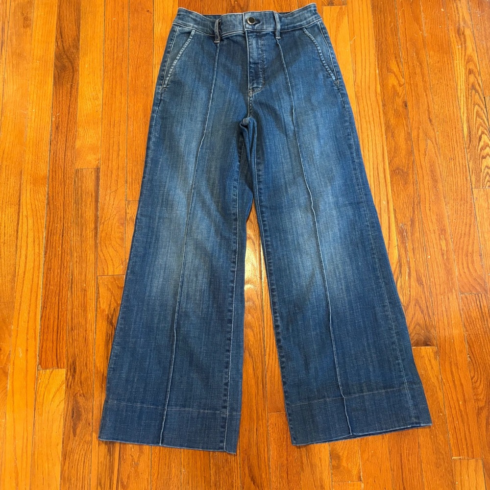 White House Black Market Womens 2 Wide Leg Trouser Jeans Blue Extra High Rise